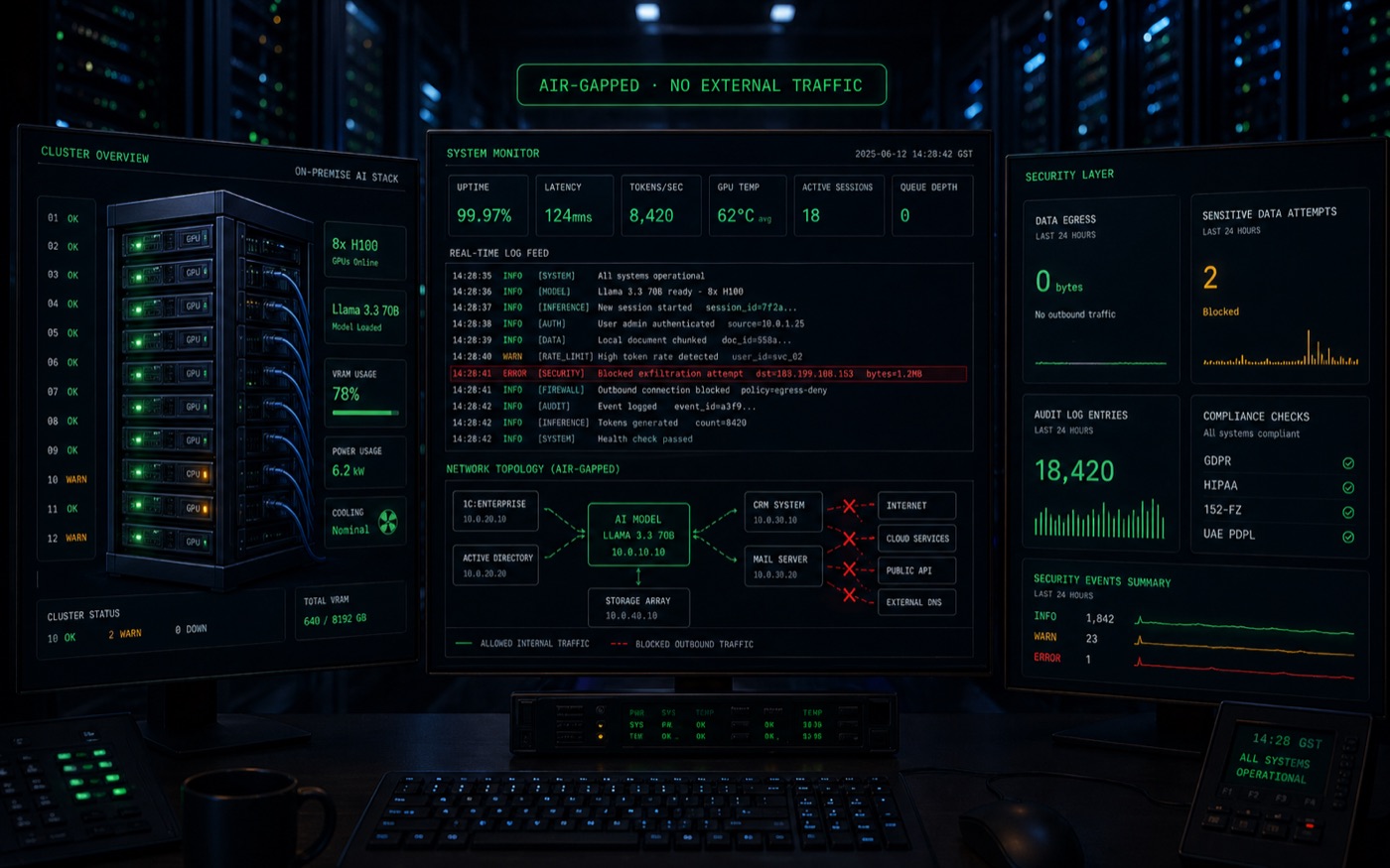 AI on-premise — model on the client's server